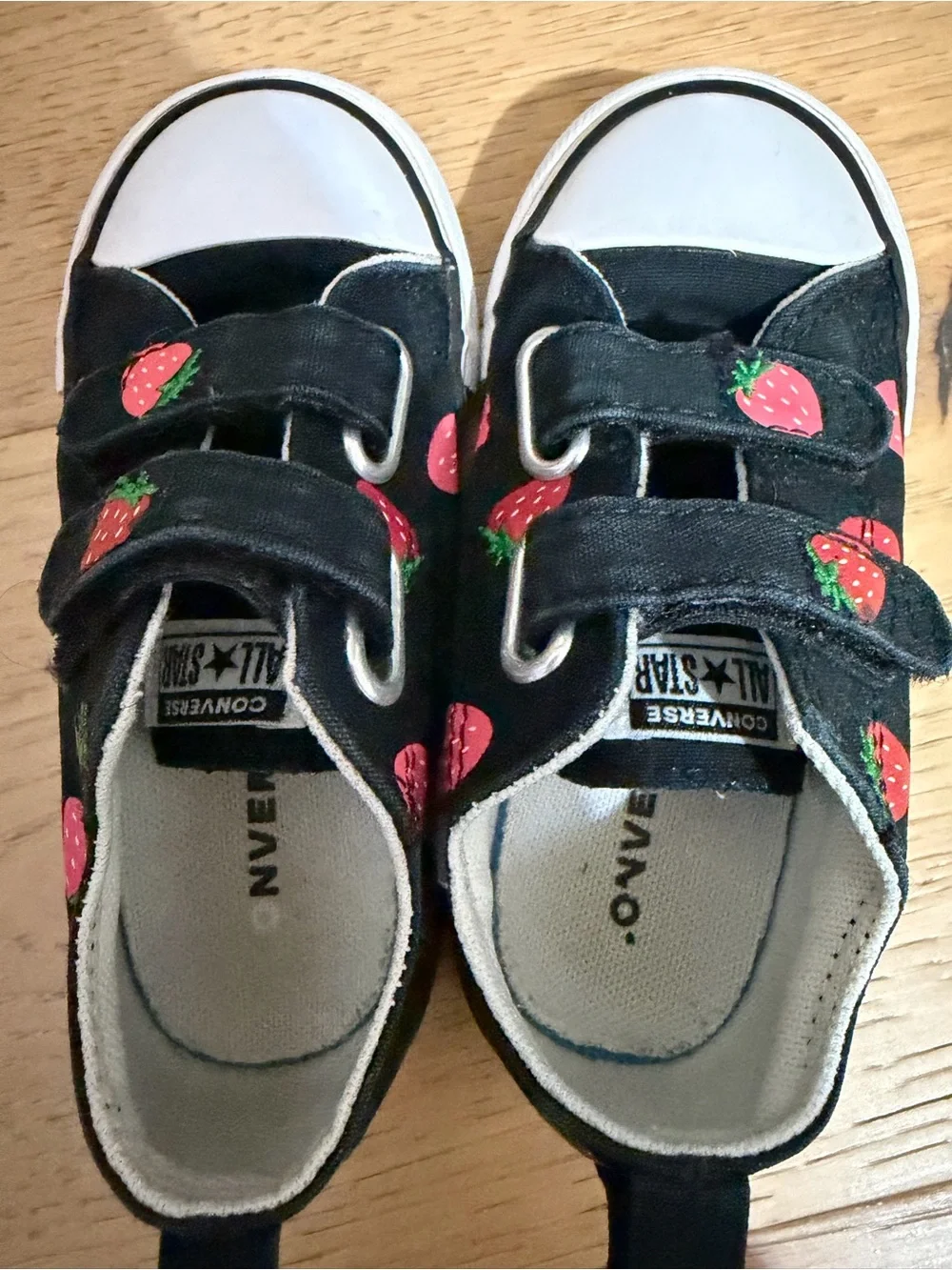Converse Kids Black Sneakers with Red Strawberry Print